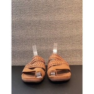 Baretraps JONELLE Women's 9 M Brown Woven Vegan Ring Toe Slip On Sandals